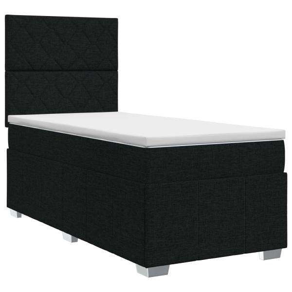 Boxspringbett mit Matratze Schwarz 90 x 200 cm Stoff
