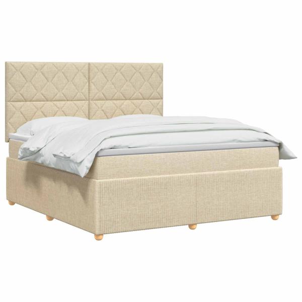 Boxspringbett mit Matratze Creme 160 x 200 cm Stoff