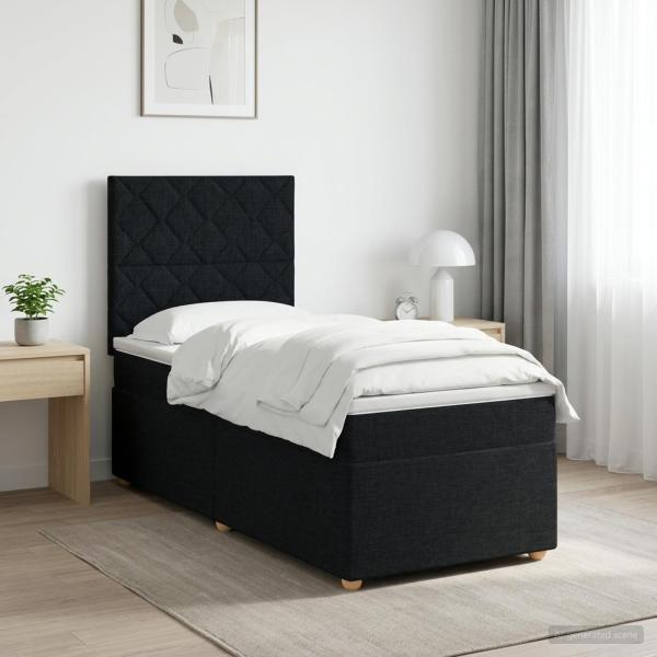 ARDEBO.de - Boxspringbett mit Matratze Schwarz 90 x 190 cm Stoff