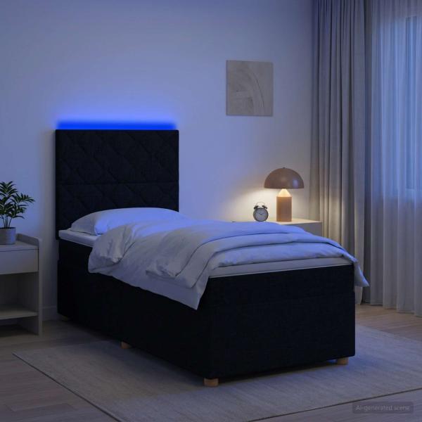 Boxspringbett mit Matratze Schwarz 90 x 190 cm Stoff