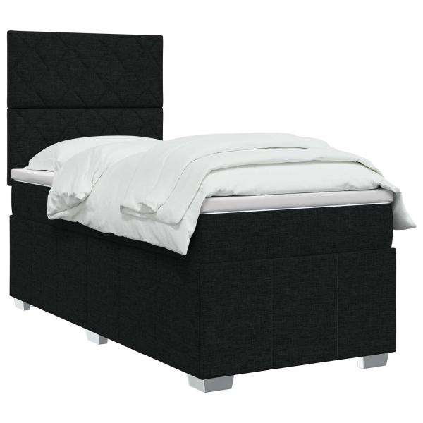 LED Boxspringbett mit Matratze Schwarz 90 x 200 cm Stoff