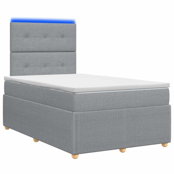 LED Boxspringbett mit Matratze Hellgrau 120 x 200 cm Stoff