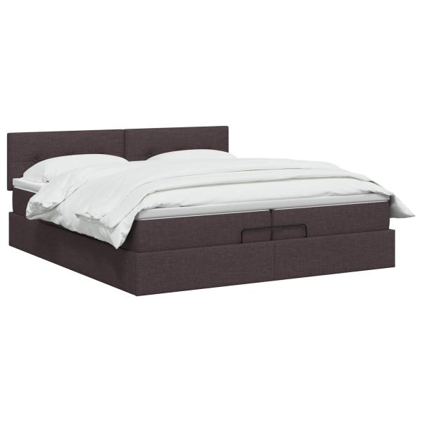 Ottoman Bett mit Matratze Dunkelbraun 200 x 200 cm Stoff