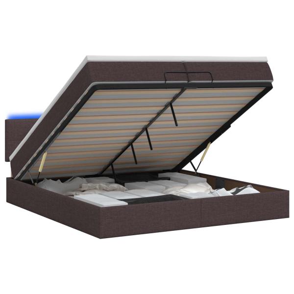 Ottoman-Bett mit Matratze und LED Dunkelbraun 200 x 200 cm