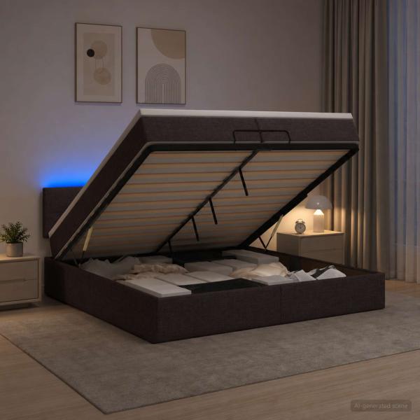 Ottoman-Bett mit Matratze und LED Dunkelbraun 200 x 200 cm