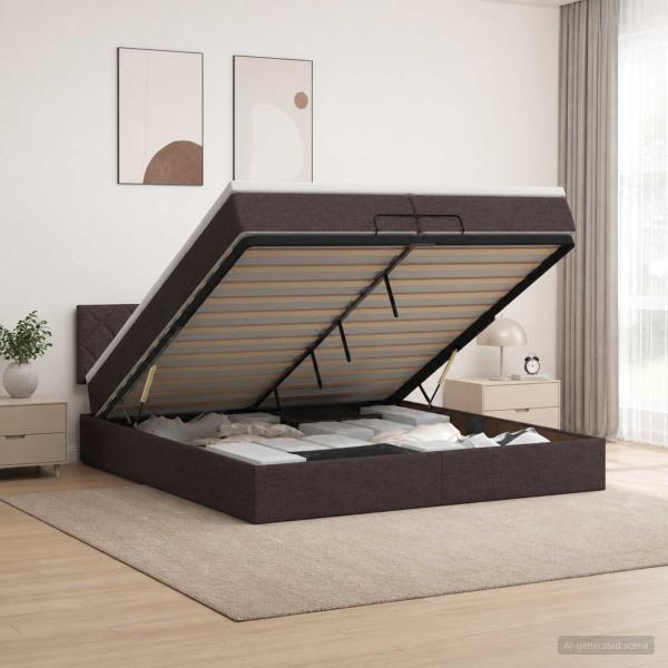 Ottoman-Bett mit Matratze und LED Dunkelbraun 200 x 200 cm