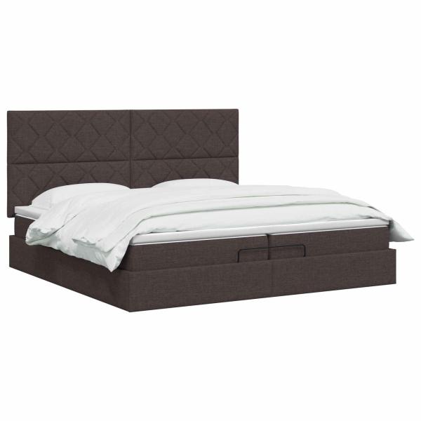 Ottoman Bett mit Matratze Dunkelbraun 200 x 200 cm Stoff