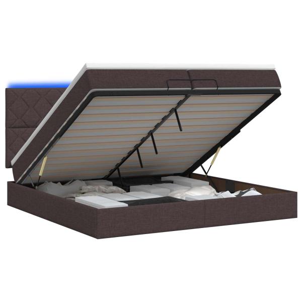 Ottoman-Bett mit Matratze und LED Dunkelbraun 200 x 200 cm