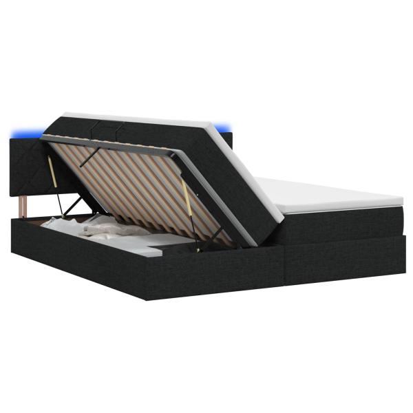 LED-Speicherbett mit Matratze Schwarz 180 x 200 cm Stoff