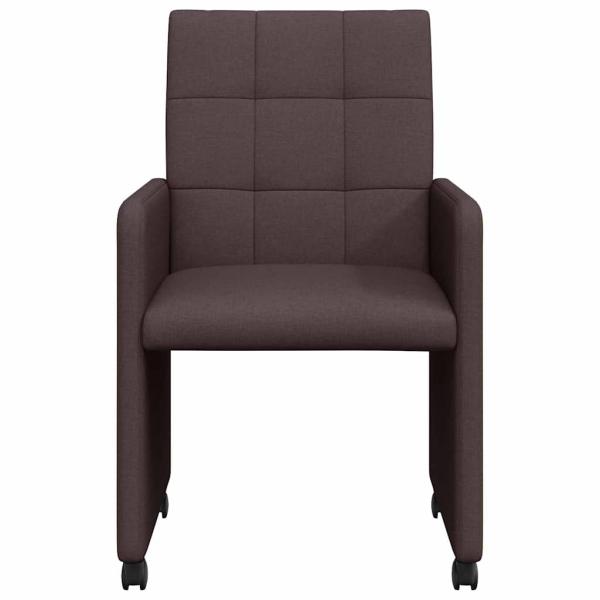 Esszimmerstühle mit Rollen 2 stk. Stoff Dunkelbraun