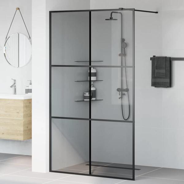 Walk-in Duschwand Schwarz 115 x 195 cm Gehärtetes Glas