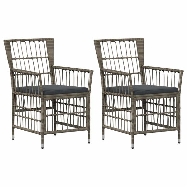 Gartenst?hle 2 stk. Grau PE Rattan, Stahl und Polyesterstoff