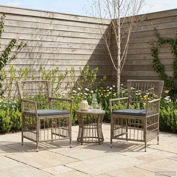 Gartenst?hle 2 stk. Grau PE Rattan, Stahl und Polyesterstoff