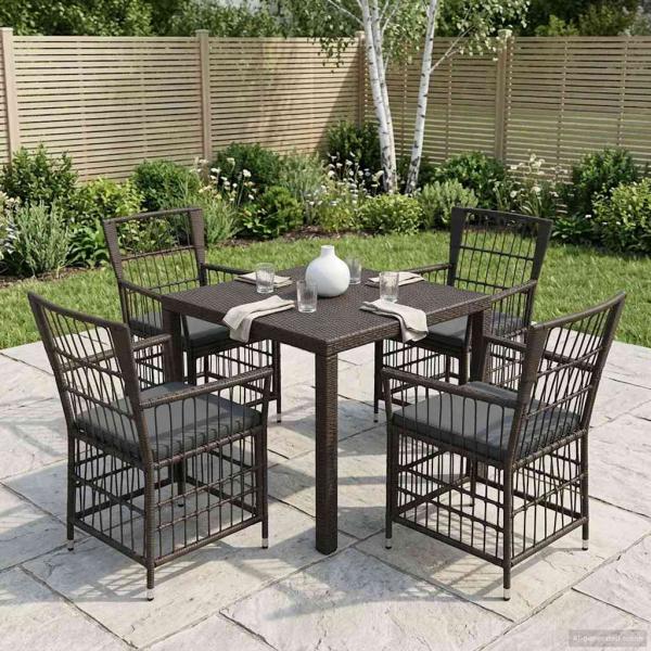 ARDEBO.de - Gartenst?hle 4 stk. Schwarz PE Rattan, Stahl und Polyesterstoff