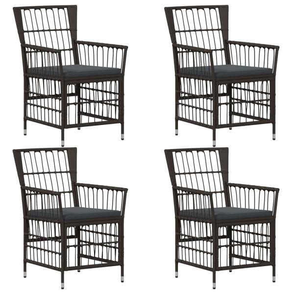 Gartenst?hle 4 stk. Schwarz PE Rattan, Stahl und Polyesterstoff