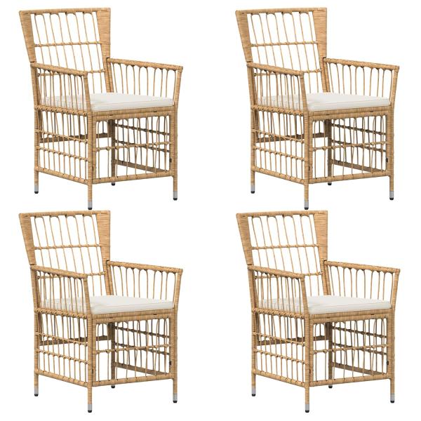 Gartenst?hle 4 stk. Natur PE Rattan, Stahl und Polyesterstoff