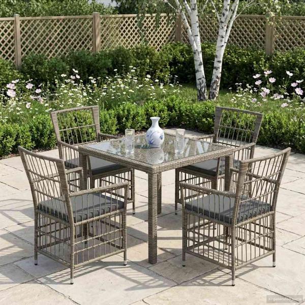 ARDEBO.de - Gartenst?hle 4 stk. Grau Poly-Rattan