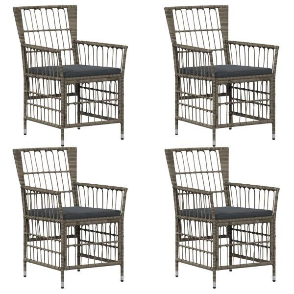 Gartenst?hle 4 stk. Grau Poly-Rattan