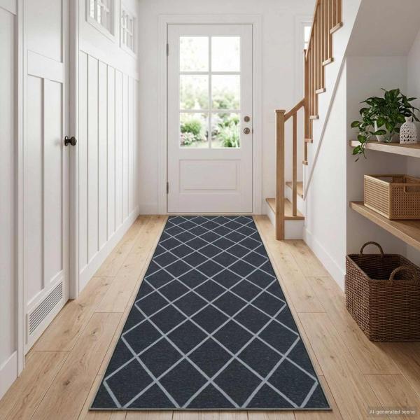 ARDEBO.de - Teppichläufer ORIZ 1150 gsm Schwarzes Netzmuster
