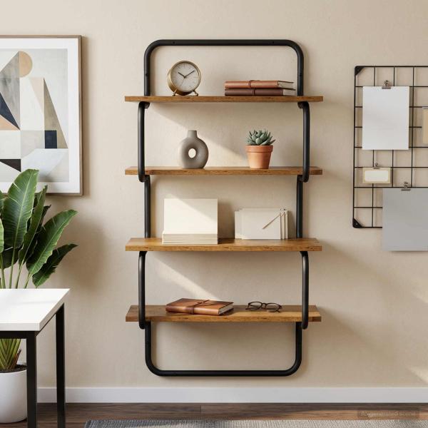 ARDEBO.de - 4-stufiges Wandregal Altholz 80 x 24,5 x 104 cm Holzwerkstoff