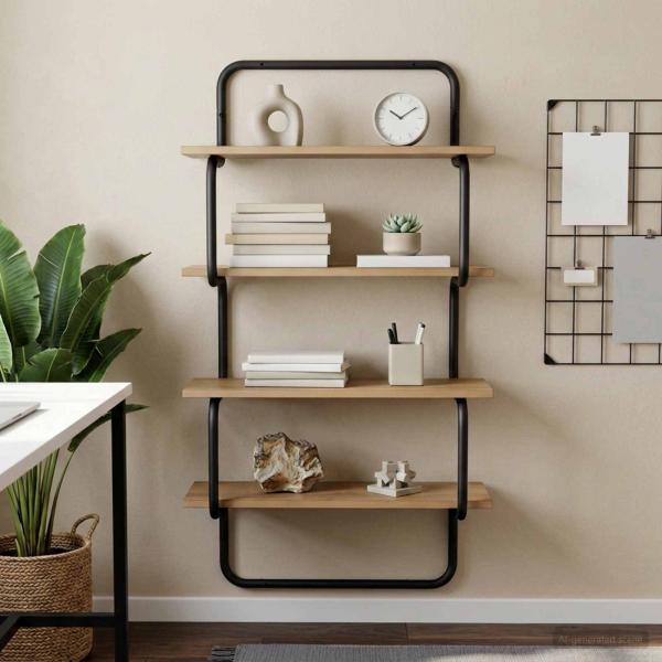 ARDEBO.de - 4-stufiges Wandregal Artisan-Eiche 80 x 24,5 x 104 cm