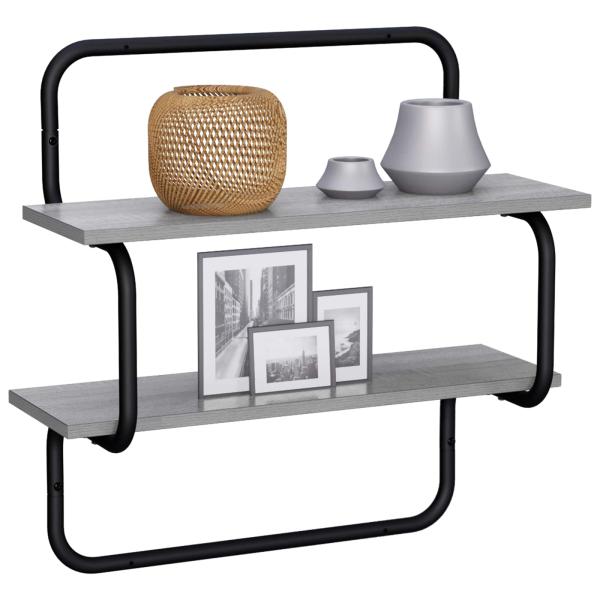 2-stufiges Wandregal Sonoma-Grau 80 x 24,5 x 61 cm