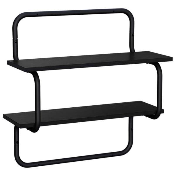 2-stufiges Wandregal Schwarz Eichen-Optik 40 x 24,5 x 61 cm