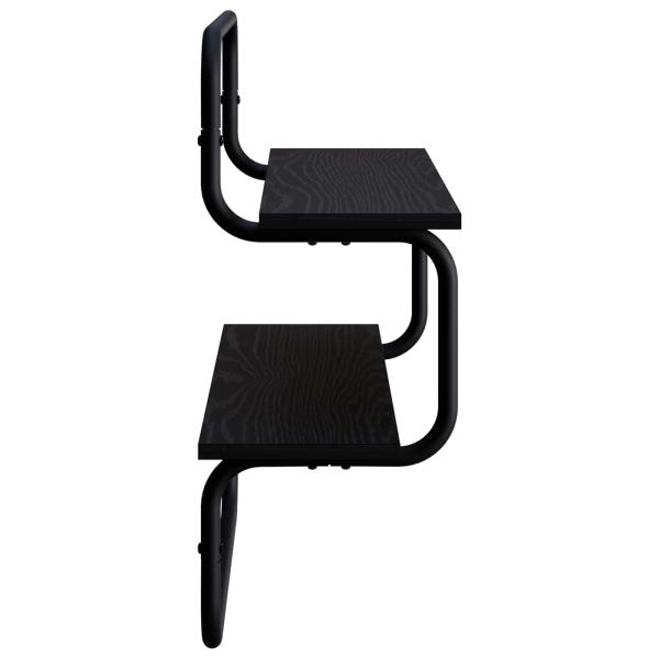 2-stufiges Wandregal Schwarz Eichen-Optik 40 x 24,5 x 61 cm
