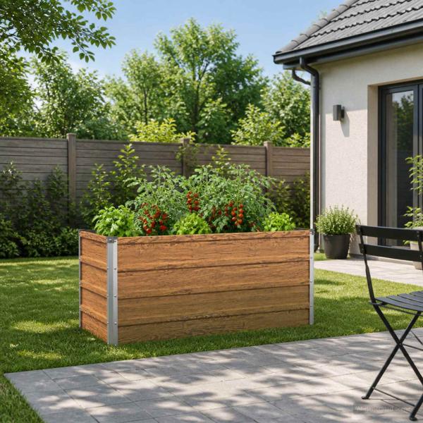 ARDEBO.de - Hochbeet im Garten Holz Braun 100 x 40 x 55 cm Stahl