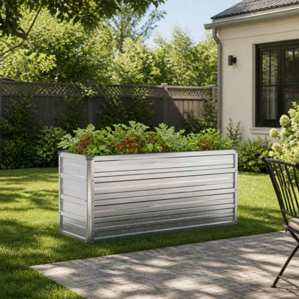 ARDEBO.de - Hochbeet im Garten Verzinktes Silber 100 x 40 x 55 cm Stahl