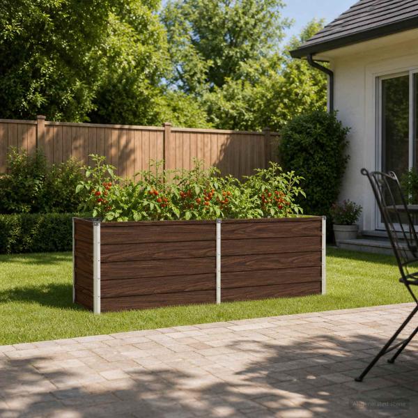 ARDEBO.de - Hochbeet im Garten Schwarz 160 x 40 x 55 cm kaltgewalzter Stahl