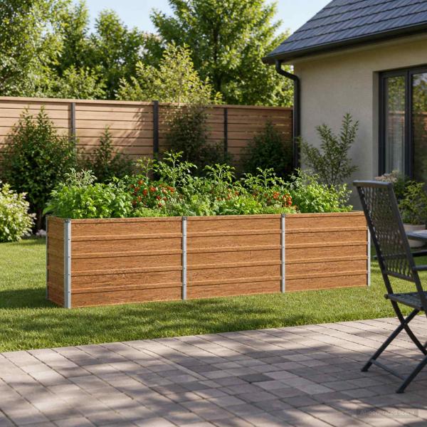 ARDEBO.de - Hochbeet im Garten Holz Braun 242 x 40 x 55 cm Stahl