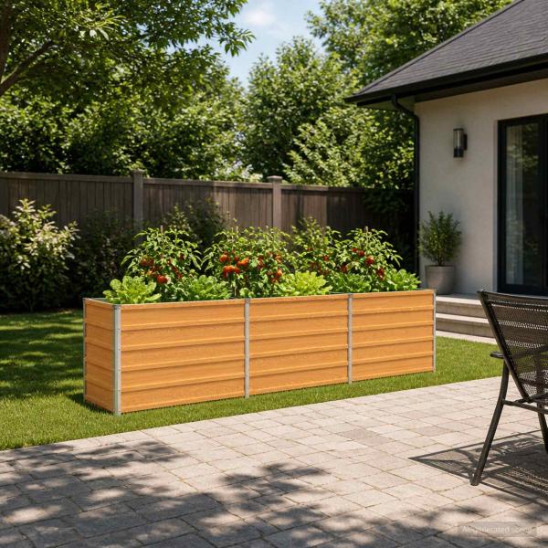 ARDEBO.de - Hochbeet im Garten Holz Natur 242 x 40 x 55 cm Stahl
