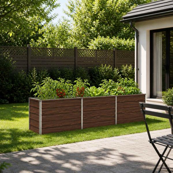 ARDEBO.de - Hochbeet im Garten Schwarznuss 242 x 40 x 55 cm Stahl