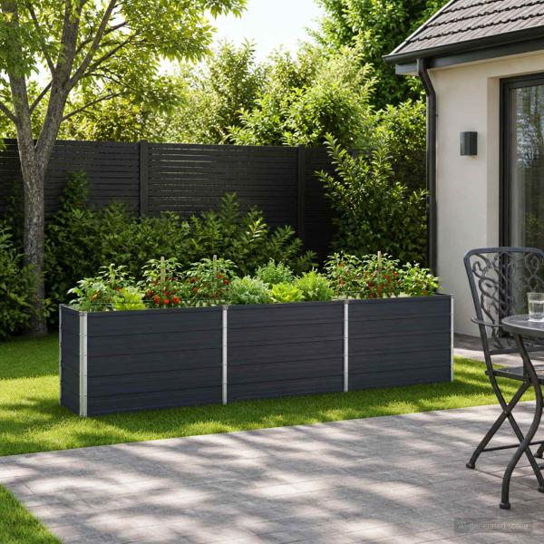 ARDEBO.de - Hochbeet im Garten Anthrazit 240 x 40 x 55 cm
