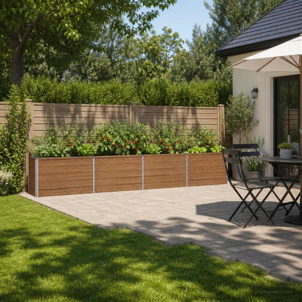 ARDEBO.de - Hochbeet im Garten Holz Braun 320 x 40 x 55 cm