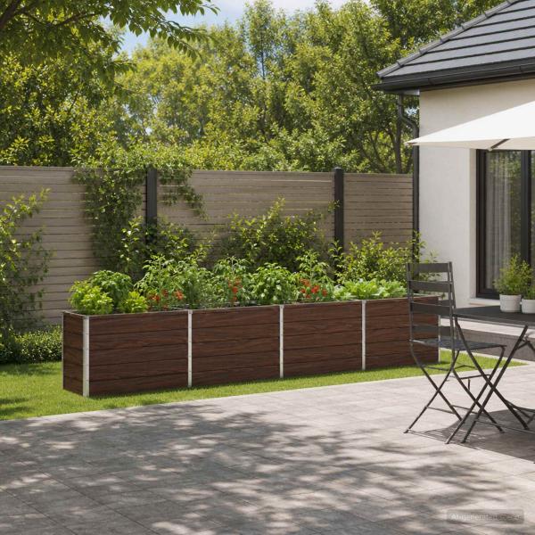 ARDEBO.de - Hochbeet im Garten Schwarznuss 321 x 40 x 55 cm Stahl