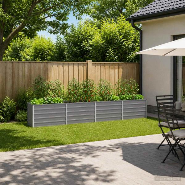 ARDEBO.de - Hochbeet im Garten Grau 321 x 40 x 55 cm Stahl