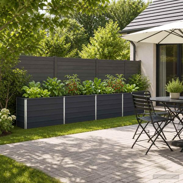 ARDEBO.de - Hochbeet im Garten Anthrazit 321 x 40 x 55 cm Stahl