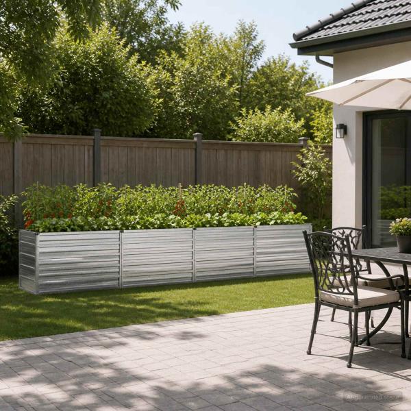 ARDEBO.de - Hochbeet im Garten Verzinktes Silber 321 x 40 x 55 cm Stahl