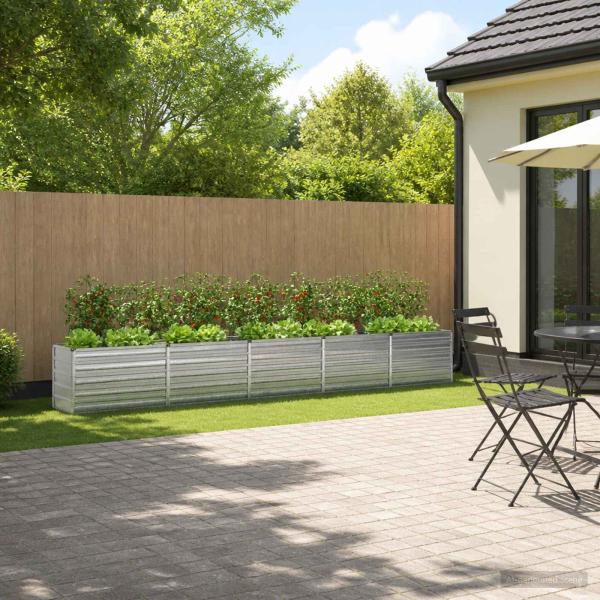 ARDEBO.de - Hochbeet im Garten Verzinktes Silber 400 x 40 x 55 cm Stahl