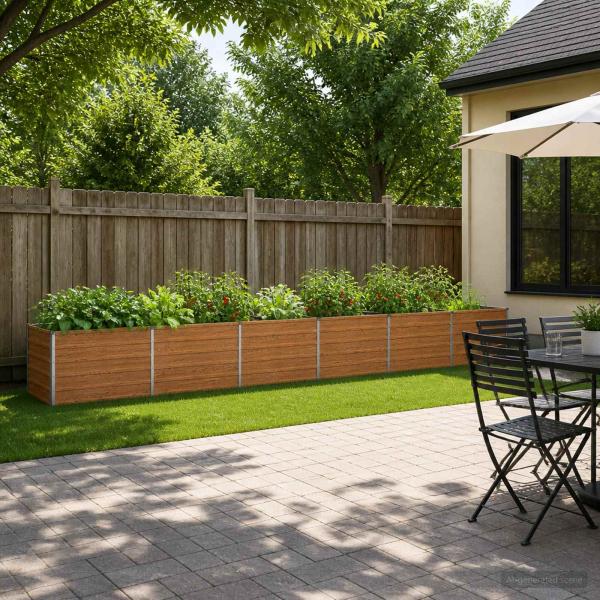 ARDEBO.de - Hochbeet im Garten Holz Braun 480 x 40 x 55 cm Stahl