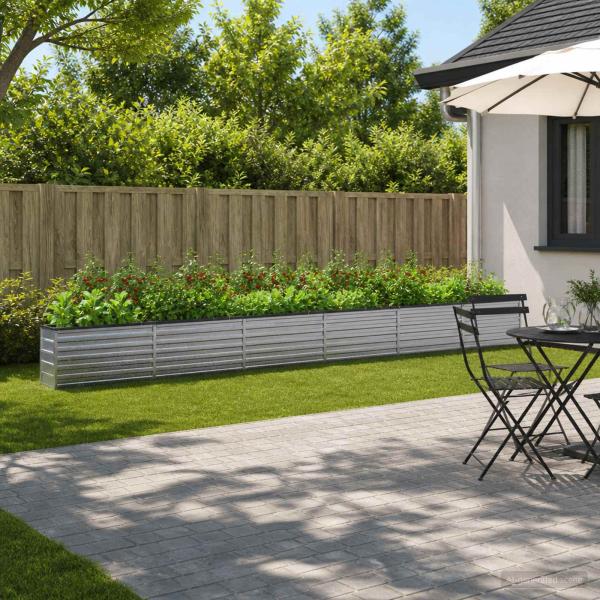 ARDEBO.de - Hochbeet im Garten Silber 600 x 40 x 55 cm verzinkt