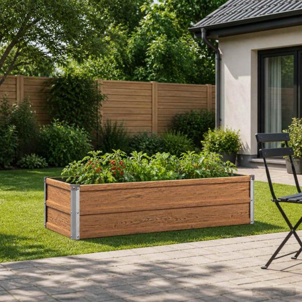 ARDEBO.de - Hochbeet im Garten Holz Braun 100 x 40 x 24 cm Stahl