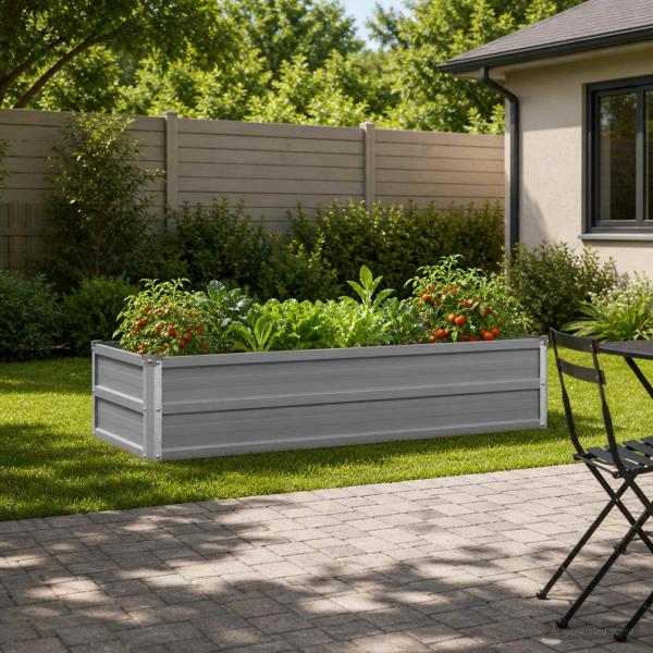 ARDEBO.de - Hochbeet im Garten Grau 100 x 40 x 24 cm Stahl
