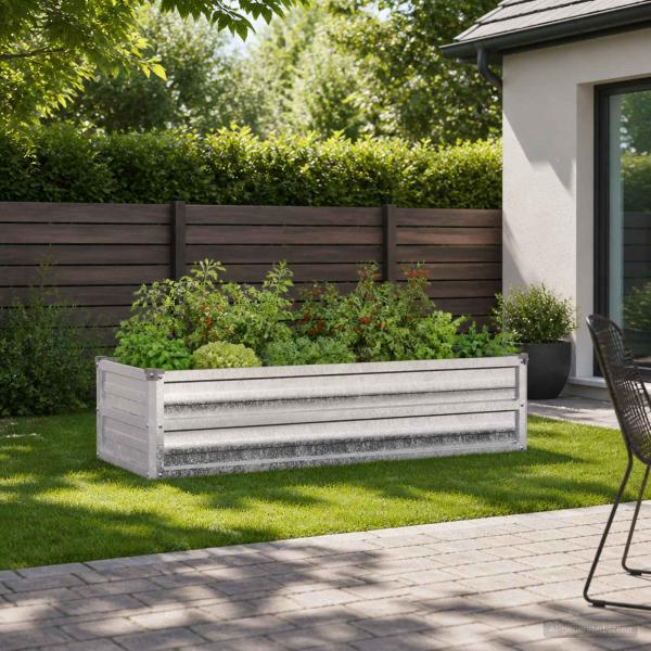 ARDEBO.de - Hochbeet im Garten Verzinktes Silber 100 x 40 x 24 cm Stahl