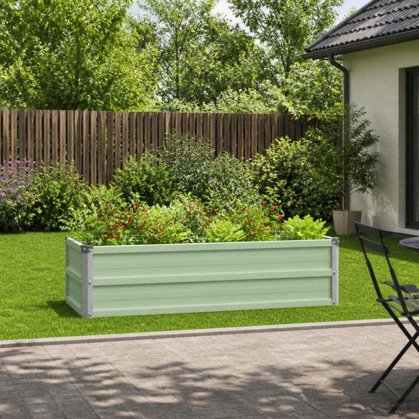 ARDEBO.de - Hochbeet im Garten Pastellgrün 100 x 40 x 24 cm Stahl