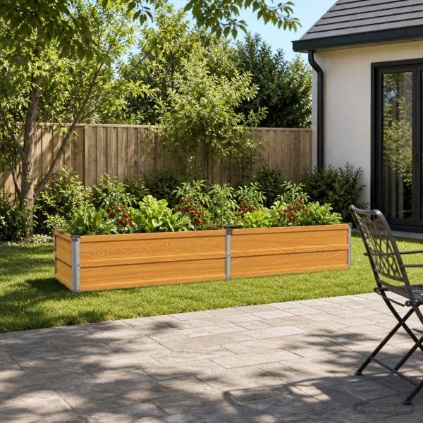 ARDEBO.de - Hochbeet im Garten Holz Natur 160 x 40 x 24 cm Stahl