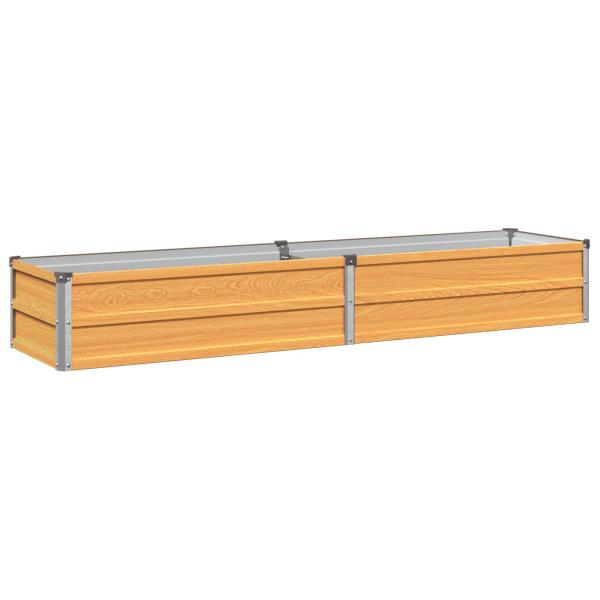 Hochbeet im Garten Holz Natur 160 x 40 x 24 cm Stahl