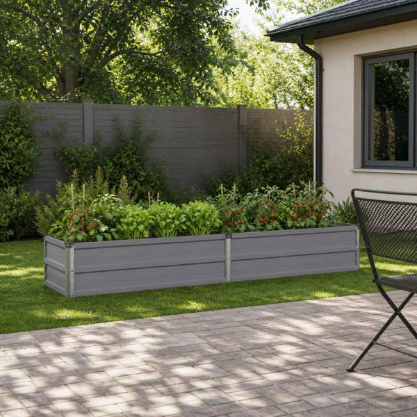 ARDEBO.de - Hochbeet im Garten Grau 160 x 40 x 24 cm Stahl